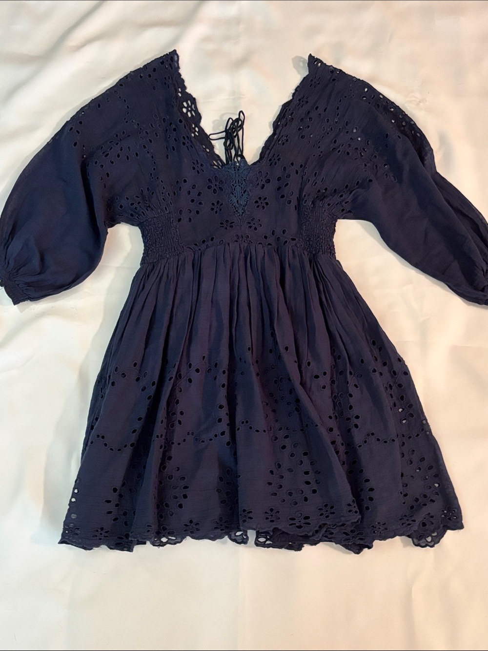 Free People Navy Eyelet Dress